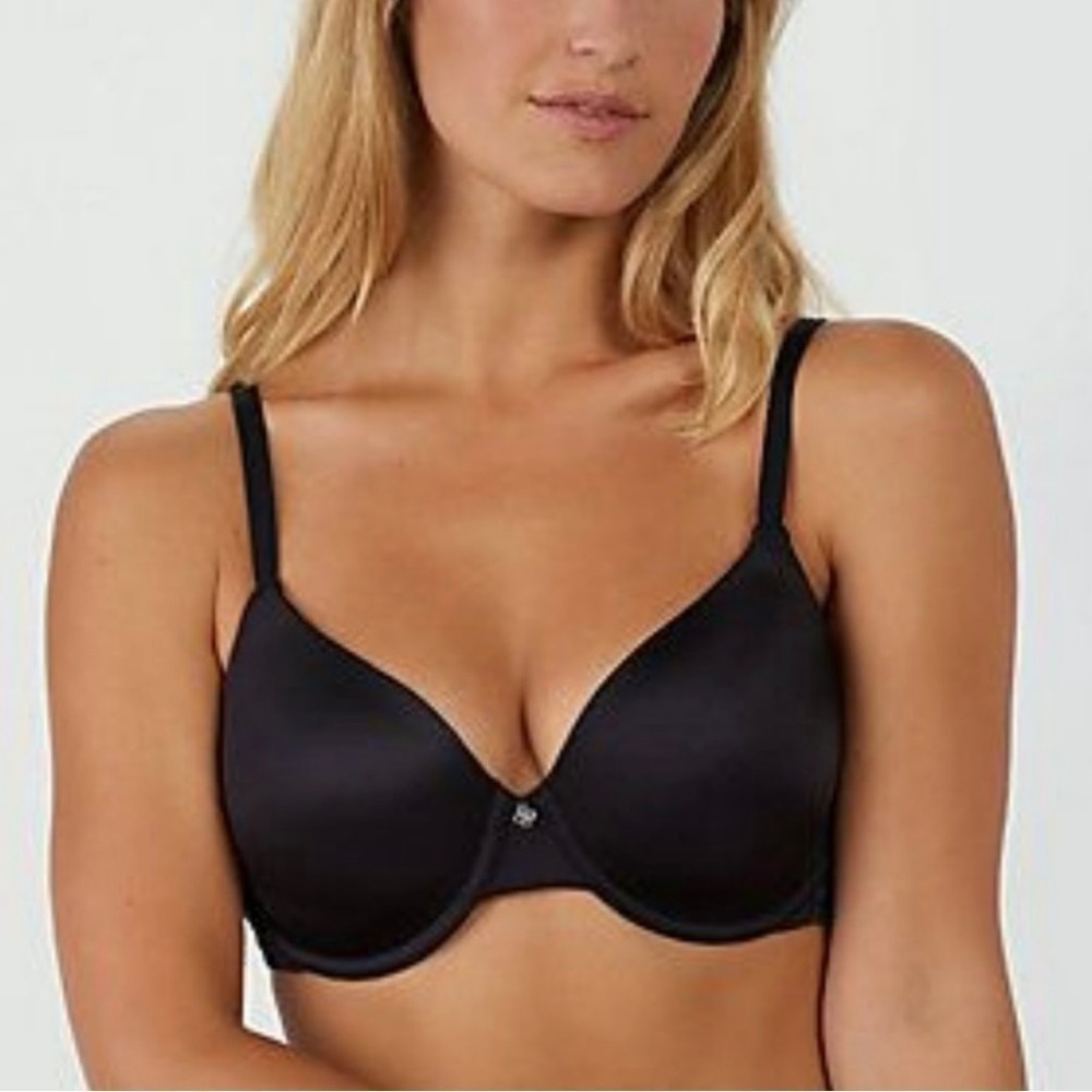 Breezies Shimmer Microfiber Contour Minimizer Black Bra Size 40DDD